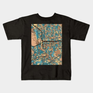 Pasadena Map Pattern in Mid Century Pastel Kids T-Shirt